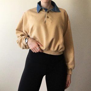 Vintage Cropped Collared Sweater